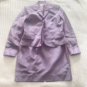 Kay Unger Vintage Lavender Beaded Embroidered Skirt suit size 4